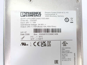 Phoenix Contact 2320267 QUINT-UPS/24DC/24DC/10/3.4AH Power Supply 24V