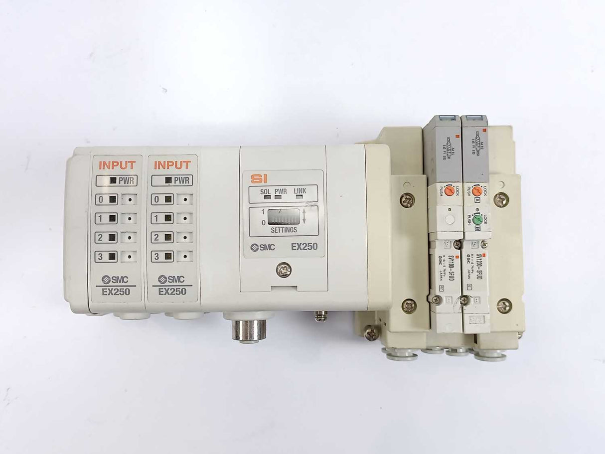 SMC EX250-SEN1 Serial Interface Unit w/ 2x EX250-IE3, SV110-5FUD & SV1200-5FUD