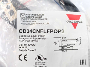 Carlo Gavazzi CD34CNFLFPOP2 Capacitive Level Switch 10-30VDC