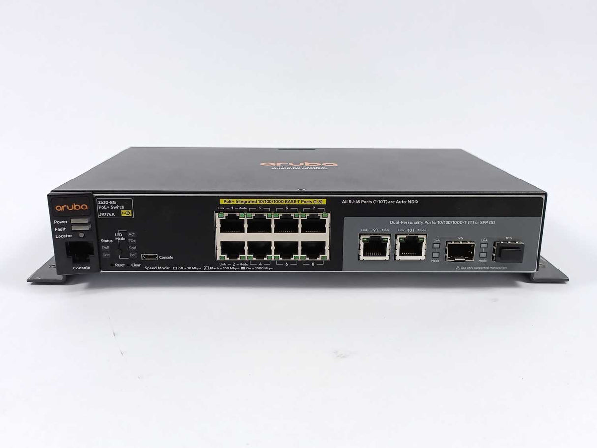 Hewlett Packard J9774A Aruba 2530-8G-PoE+ Switch w/ Power Cable
