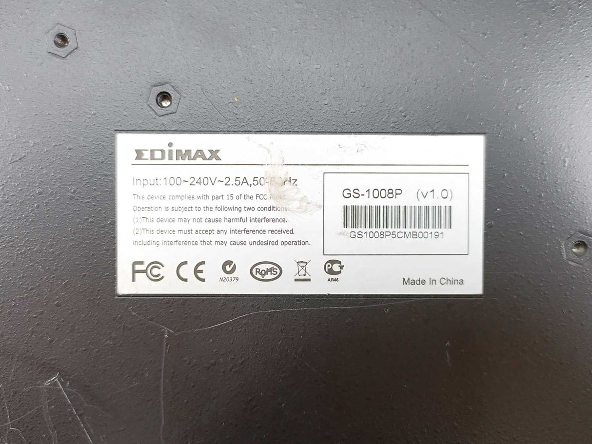 EDIMAX GS-1008P Gigabit Ethernet PoE+ Switch 100~240V w/ Power Cable