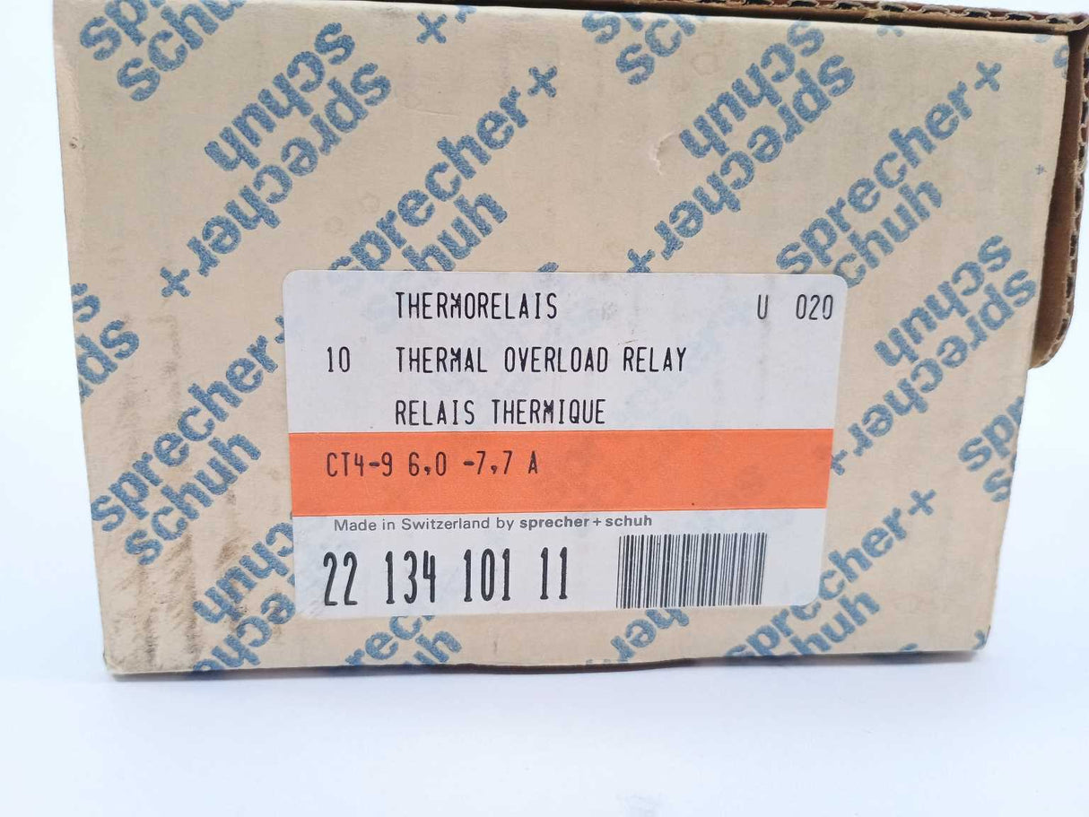 Sprecher+Schuh CT4-9 Thermal Overload Relay 6.0-7.7A 10 Pcs