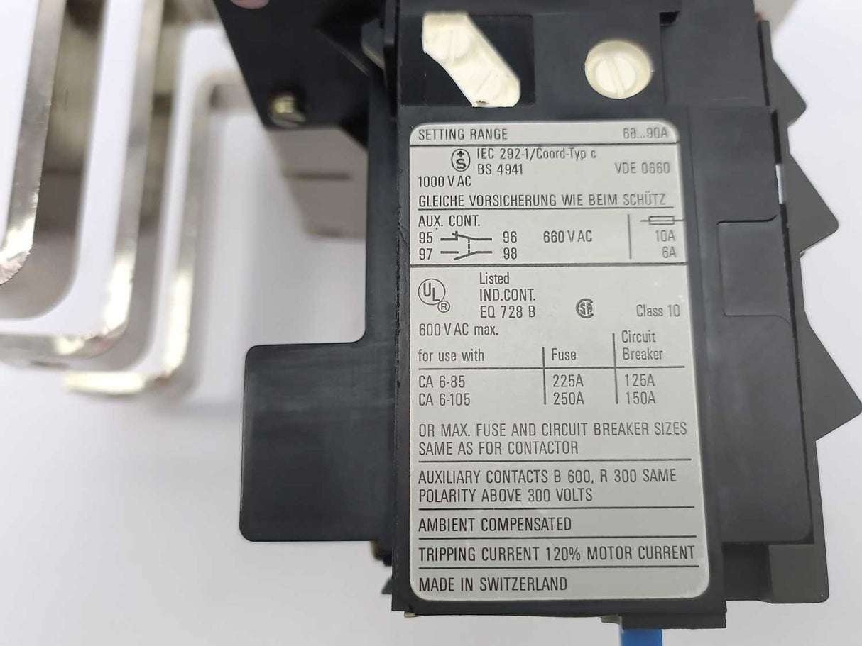 Sprecher+Schuh CT6-90/90A 22.803.101-01 Thermal Overload Relay 68-90A