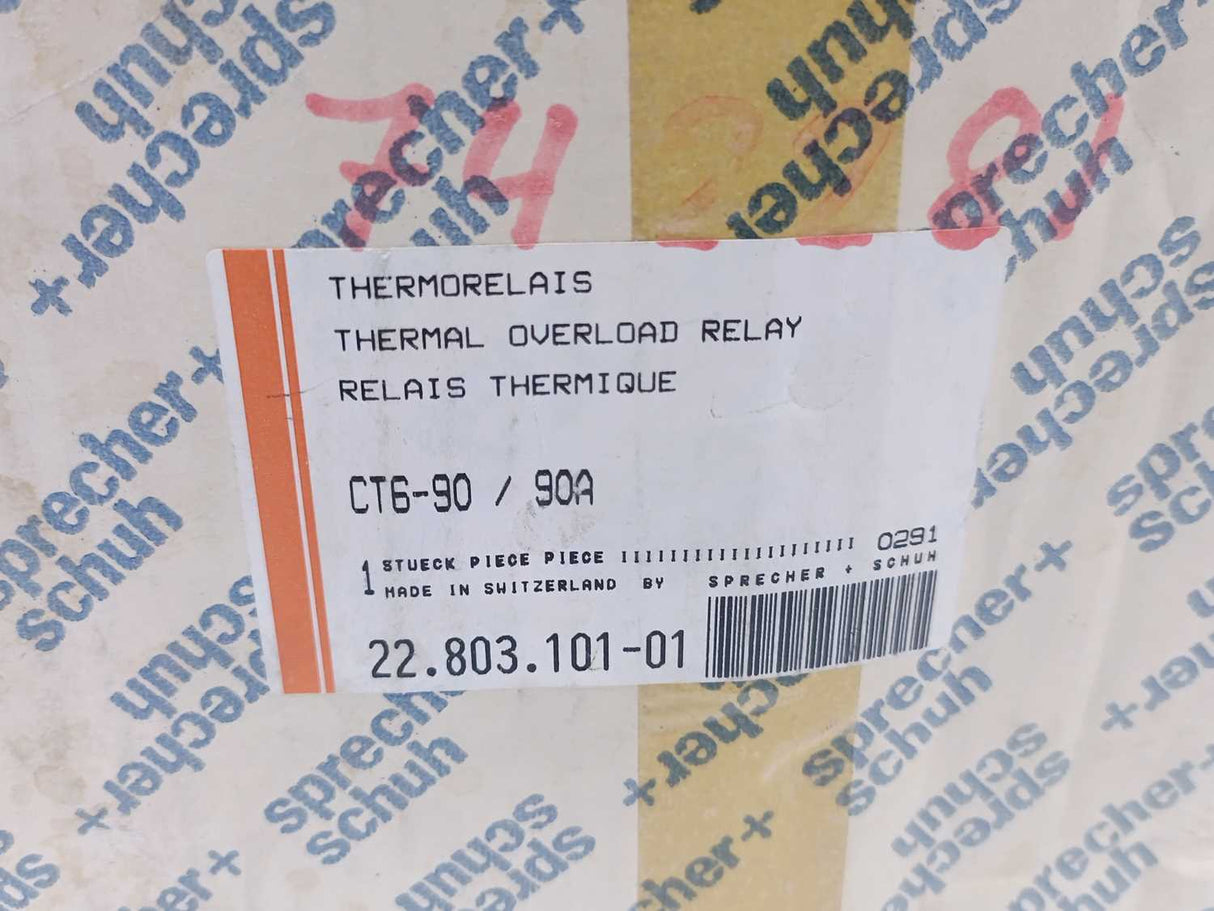 Sprecher+Schuh CT6-90/90A 22.803.101-01 Thermal Overload Relay 68-90A