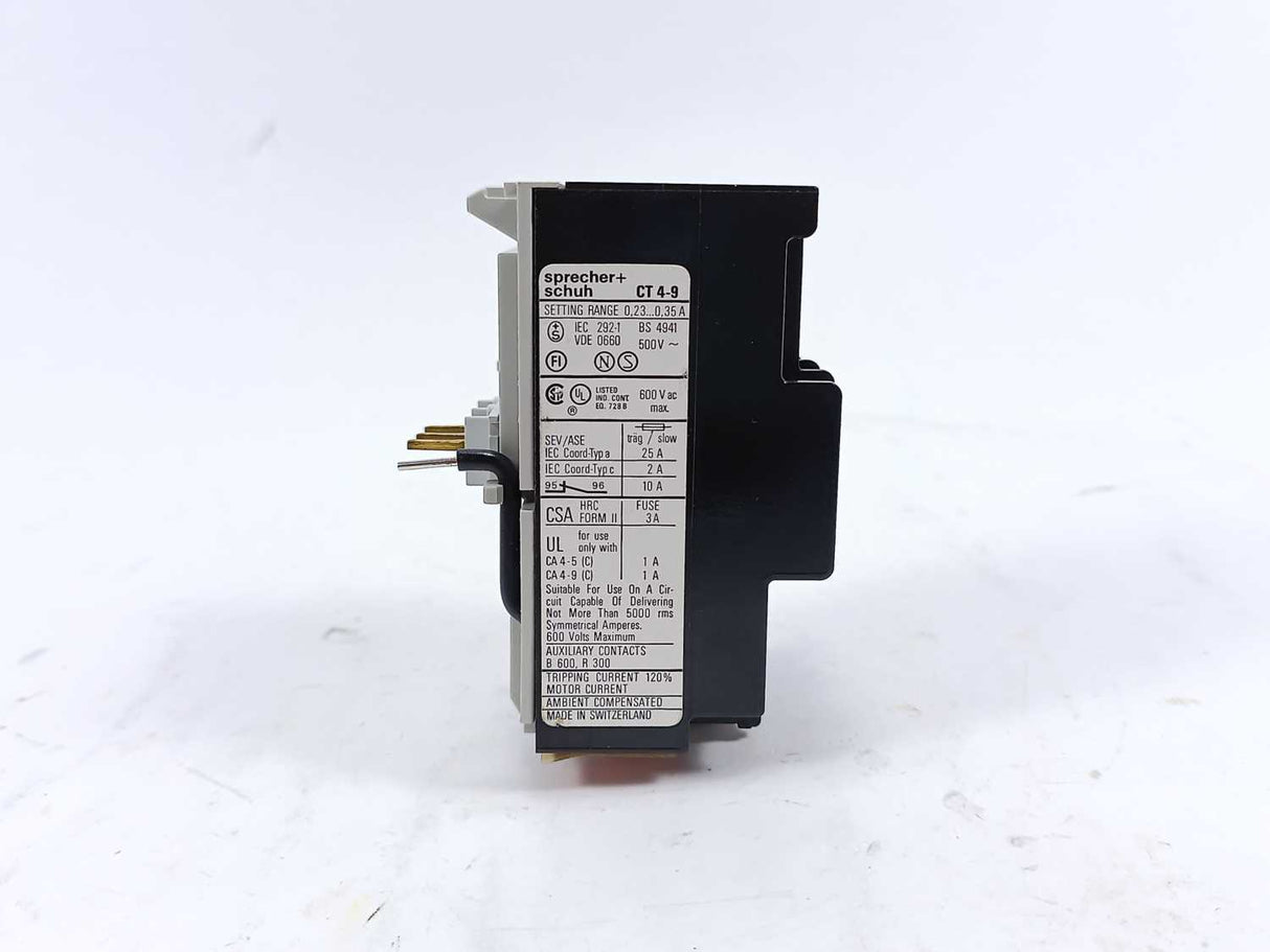 Sprecher+Schuh CT4-9 Thermal Overload Relay 0.23-0.35A. 7 Pcs.