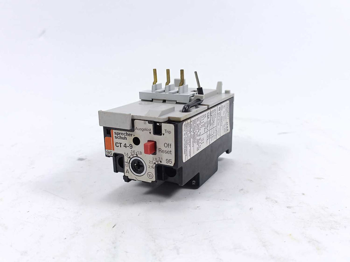 Sprecher+Schuh CT4-9 Thermal Overload Relay 1.2-1.8A. 4 Pcs.