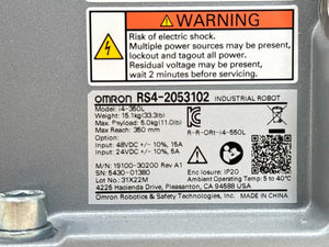 OMRON RS4-2053102 i4-350L Scara w/ 19354-010 Controller & front panel Kit