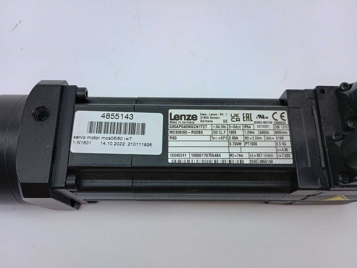 LENZE MCS06I60-RS0B0 G85AP040MGCN1T27 servo motor