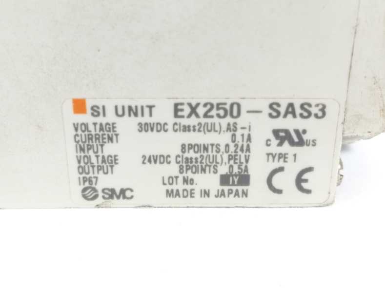 SMC EX250-SAS3 SI Unit w/ 8x VQC1101N-5