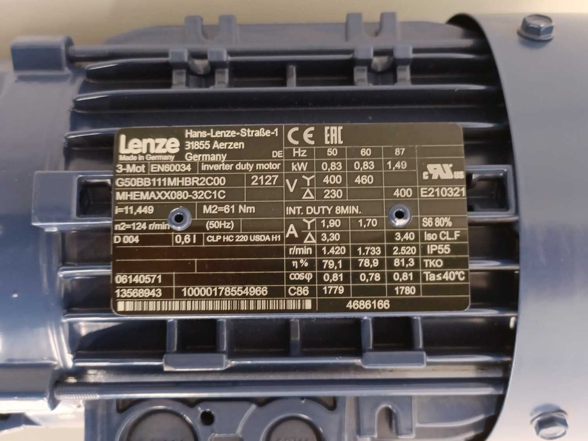 LENZE MHEMAXX080-32C1C G50BB111MHBR2C00 Duty motor
