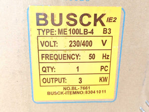 BUSCK ME100LB-4 B3 3-Phase Motor 3KW