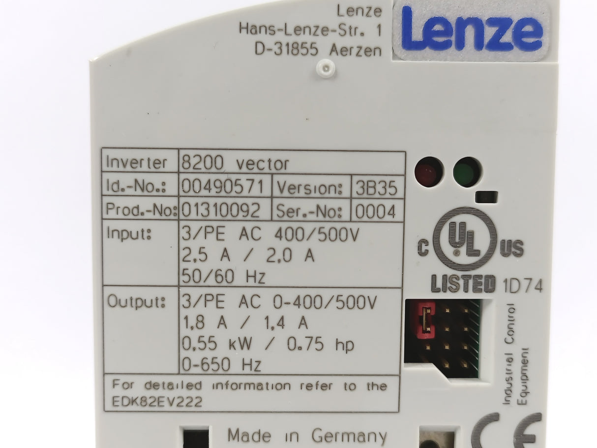 LENZE E82EV551K4C906 00490571 8200 Frequency Inverter E82EV551_4C906