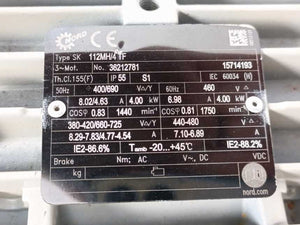 Nord 36212781 SK 112MH/4 TF 4kW, 50Hz 400/690 , 60Hz 460V AC Motor