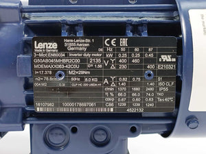LENZE MDEMAXX063-42C0U G50AB045MHBR2C Geared Inverter Duty Motor