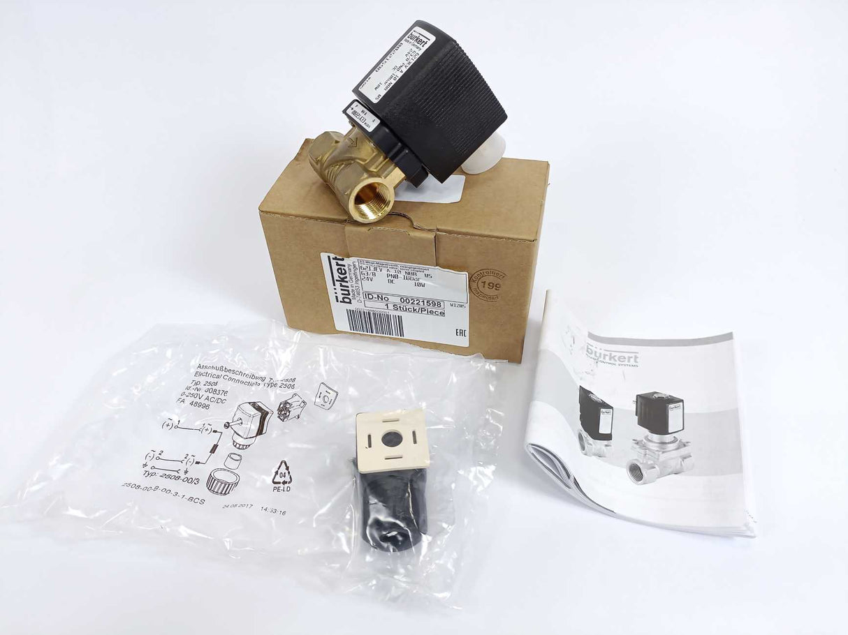 Burkert 00221598 2/2 Way Solenoid Valve, Servo Coupled