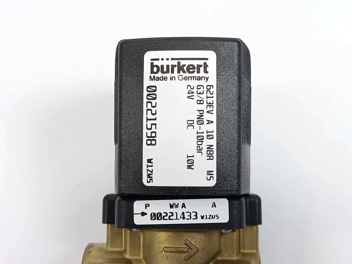 Burkert 00221598 2/2 Way Solenoid Valve, Servo Coupled