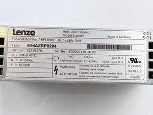 LENZE E94AZRP0294 13219378 RFI Filter-DC Supply Unit