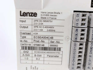 LENZE ECSEA004C4B 13470118 Servo Drive, 2.5 / 2.0 A