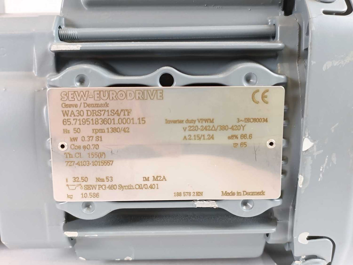 SEW-EURODRIVE  WA30DRS71S4/TF 0,37kW Spiroplan Gearmotor. i=32,50