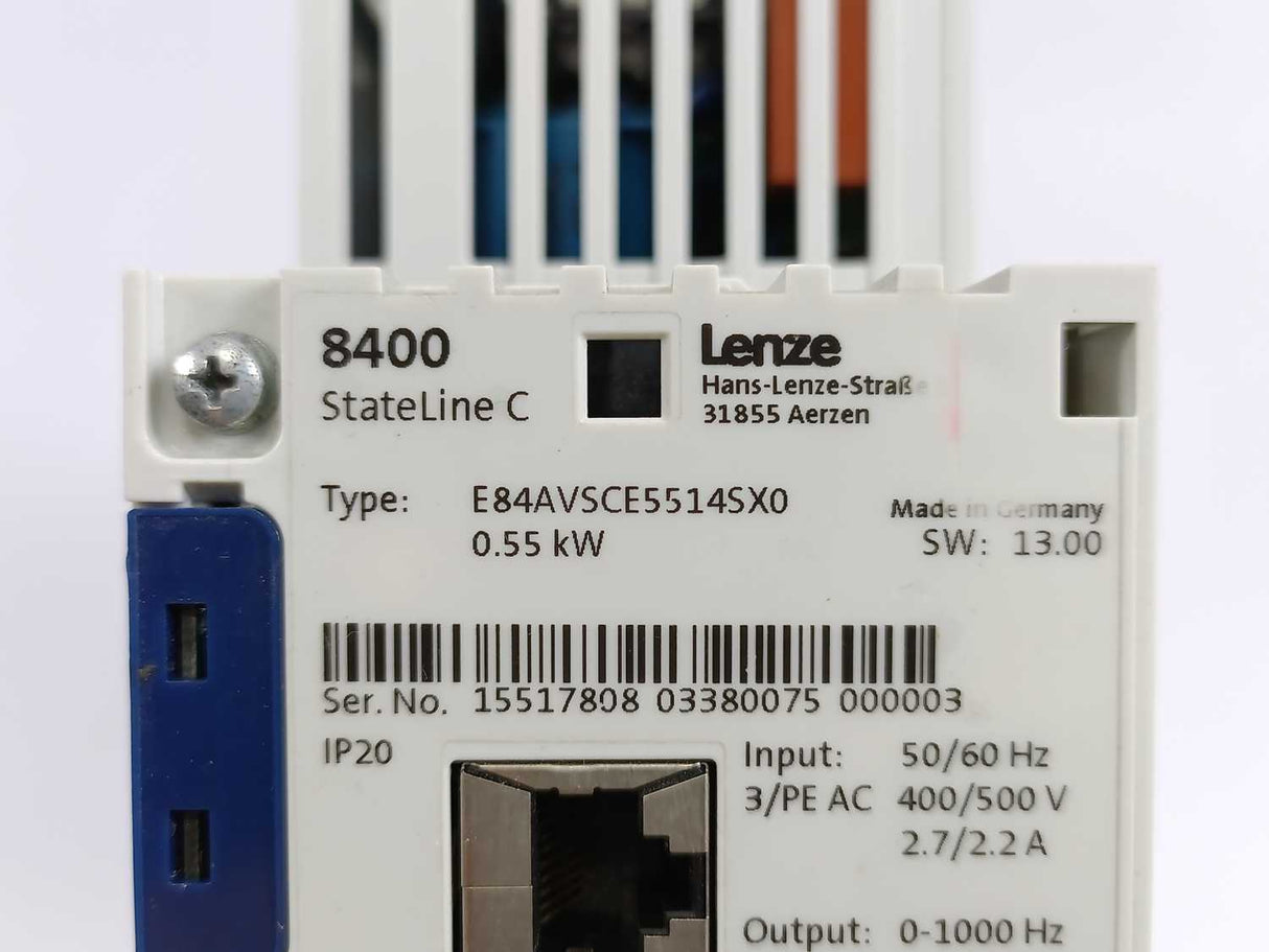 LENZE E84AVSCE5514SX0 8400 StateLine C 0.55kW 1.8A Frequency Inverter
