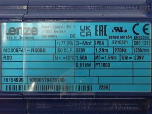 LENZE G50AB045MHBR2C00 Gearmotor i=17.378, 20 Nm, 233.1 r/min