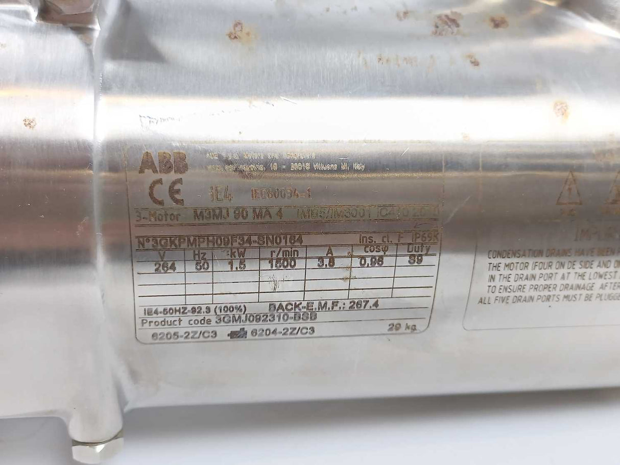 ABB 3GMJ092310-BSS M3MJ 90 MA 4 Stainless Steel Motor 1.5kW IP69K