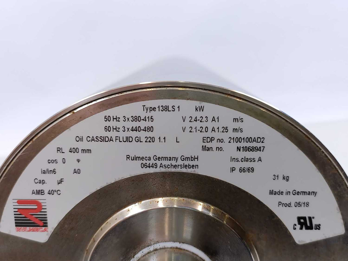 Rulmeca 138LS Drum Motor 3 Phase - 1 kW - 1 m/s - RL 400 mm