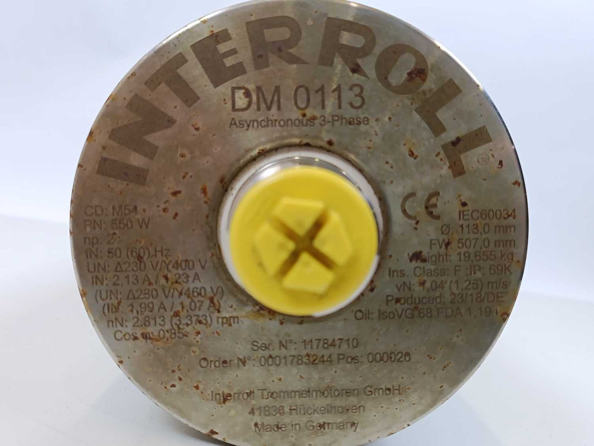Interroll DM 0113 Drum Motor - 2813(3373)rpm - 550W - Ø 113,0mm FW 507,0mm