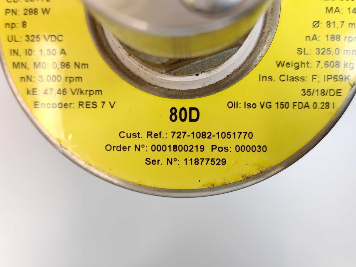 Interroll 80D Drum Motor - 298W, Ø 81,7mm, SL 325mm