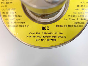 Interroll 80D Drum Motor - 298W, Ø 81,7mm, SL 325mm