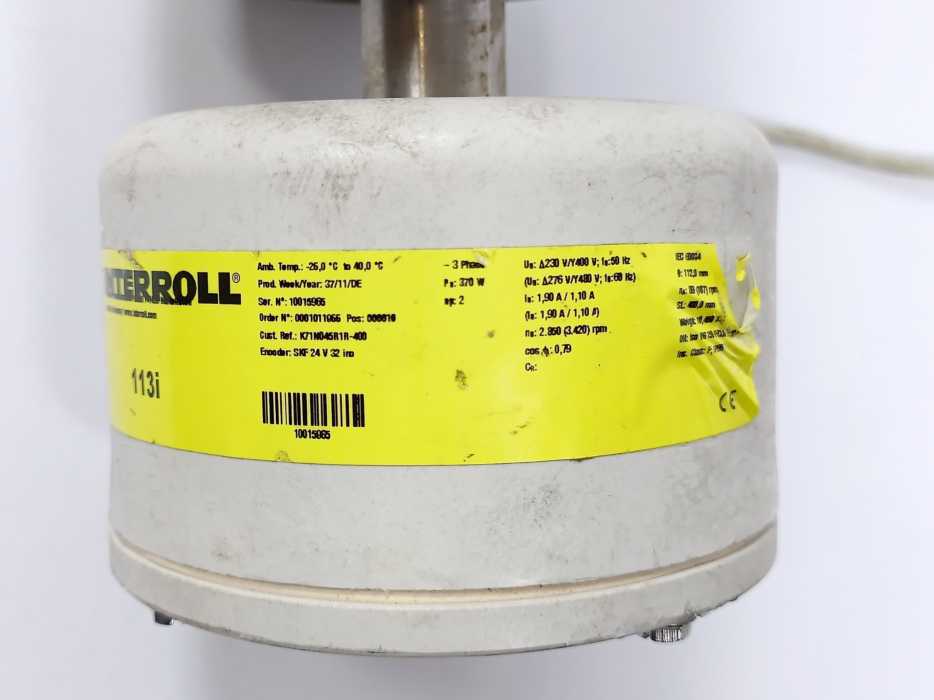 Interroll 113i Drum Motor. 370W SL:400,0mm Ø:112,0mm