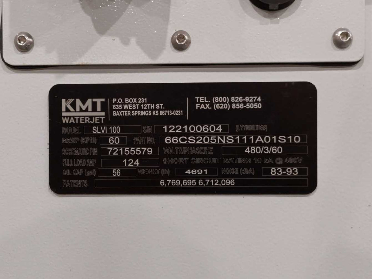 KMT Waterjet SLVI100 Streamline SL-VI 60000psi/100hp Cutting Pump Year 2022