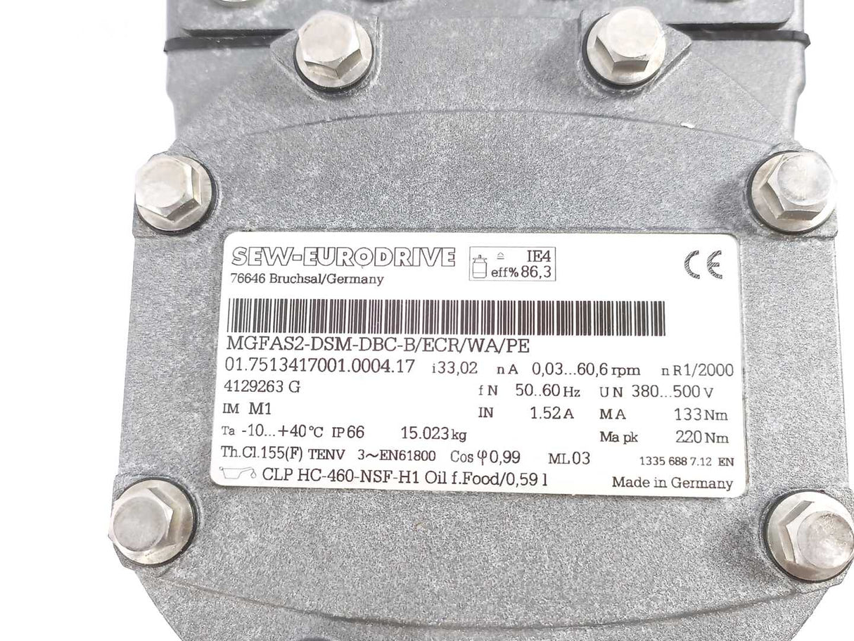 SEW-EURODRIVE  MGFAS2-DSM-DBC-B/ECR/WA/PE Parallel‑Shaft Helical Gear Motor