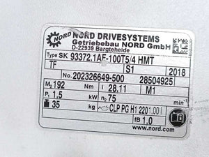 Nord SK 93372.1AF-100T5/4 HMT TF Helical-Bevel Gearbox 1.5kW