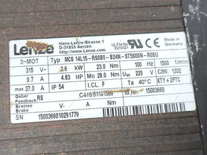 LENZE MCS 14L15-RS0b0-B24N-ST5S00N-R0SU 15003660 Servo Motor 315V 9.7A