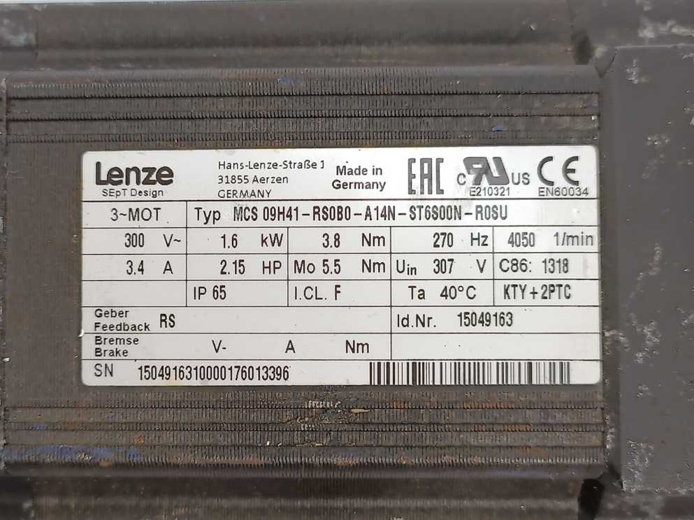 LENZE MCS09H41-RS0B0-A14N-ST6S00N-R0SU 15049163 Servo Motor