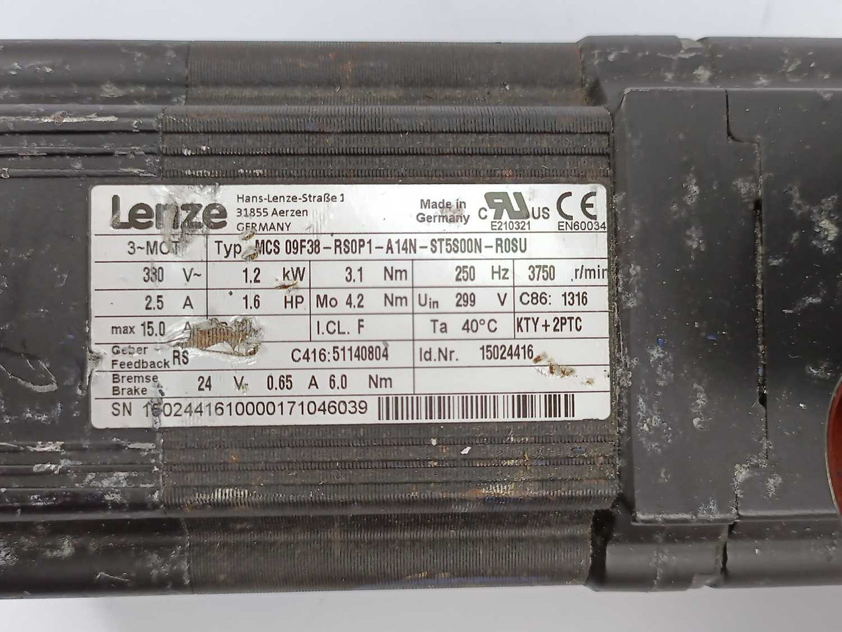 LENZE MCS09F38-RS0P1-A14N-ST5S00N-R0SU 15024416 Servo Motor