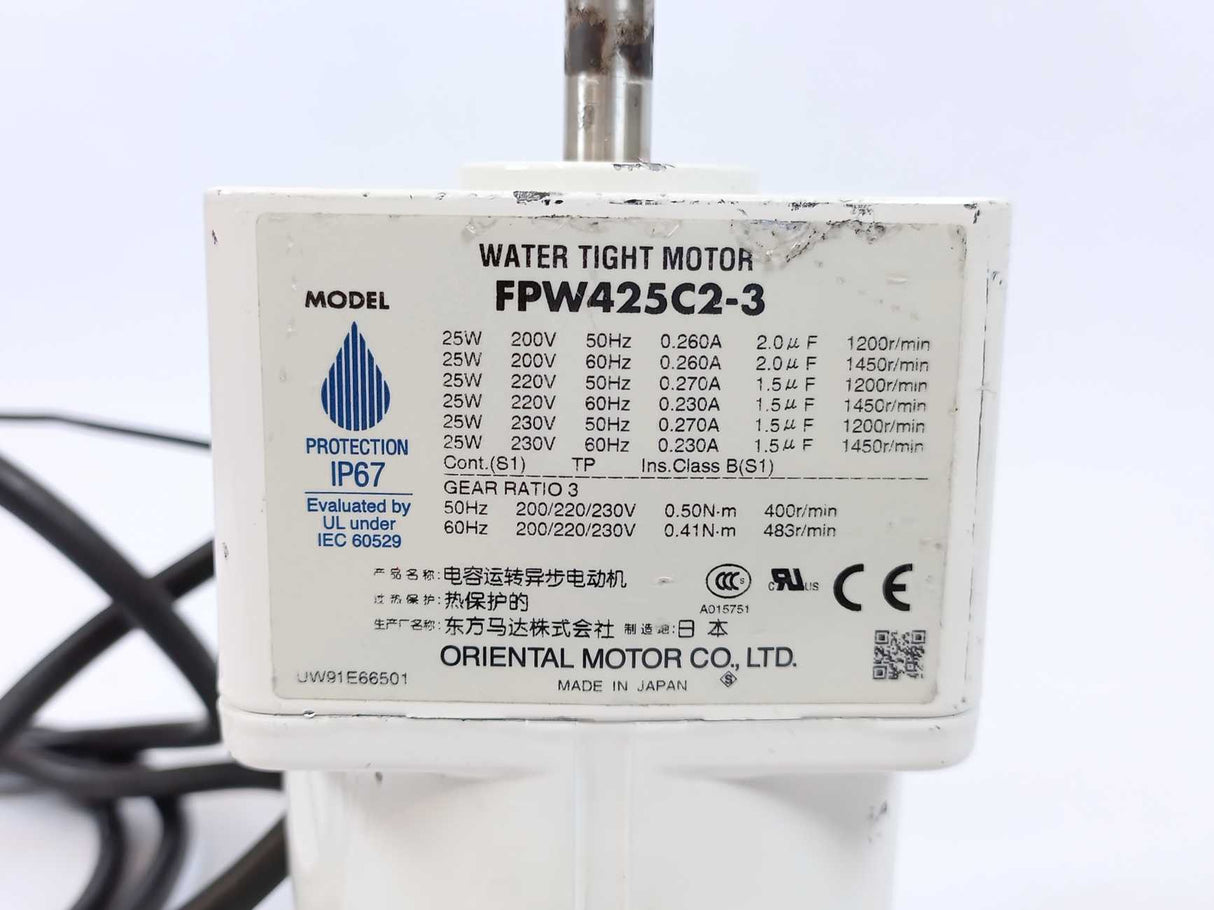 Oriental Motor FPW425C2-3 IP67 Water Tight Gear Motor