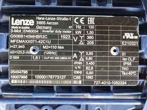 LENZE MFEMAXX071-42C1U G50BB145MHBR3C 3-Phase Inverter Duty Motor