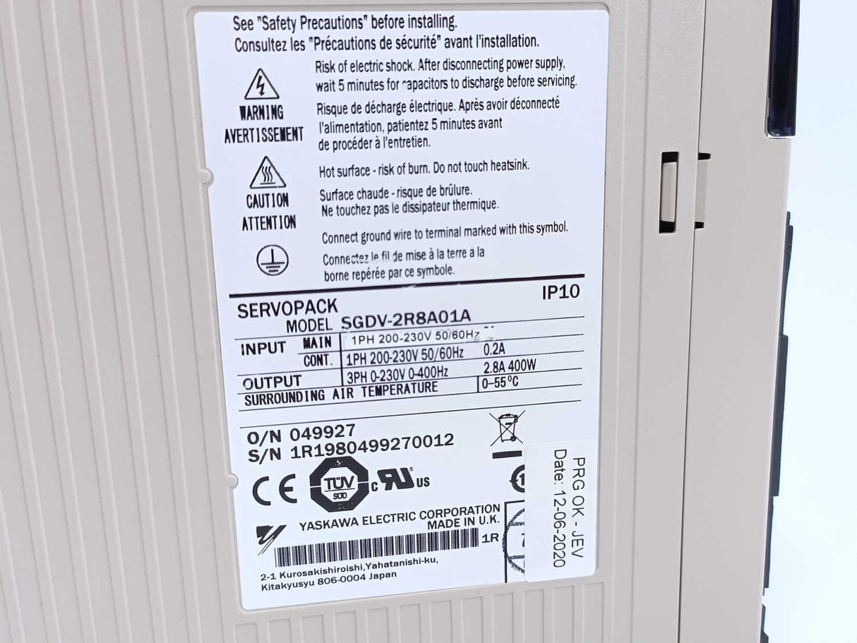 YASKAWA ELECTRIC SGDV-2R8A01A Servopack IP10