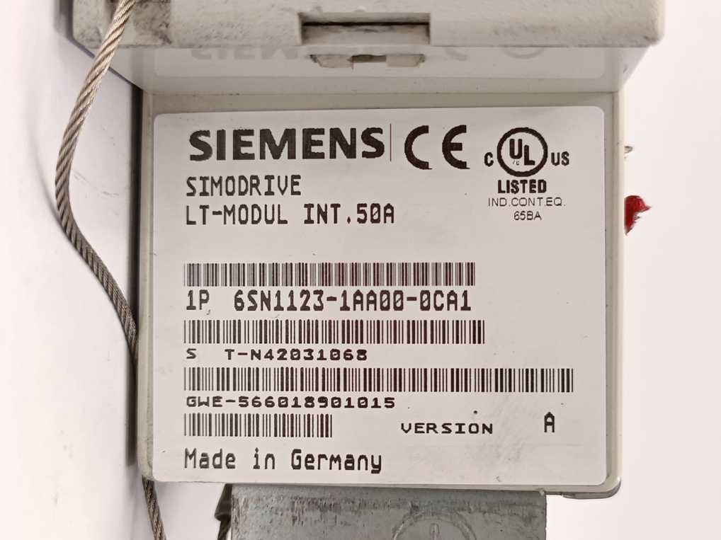 Siemens 6SN1123-1AA00-0CA1 SIMODRIVE 611 POWER MODULE, 1 AXIS, 50 A