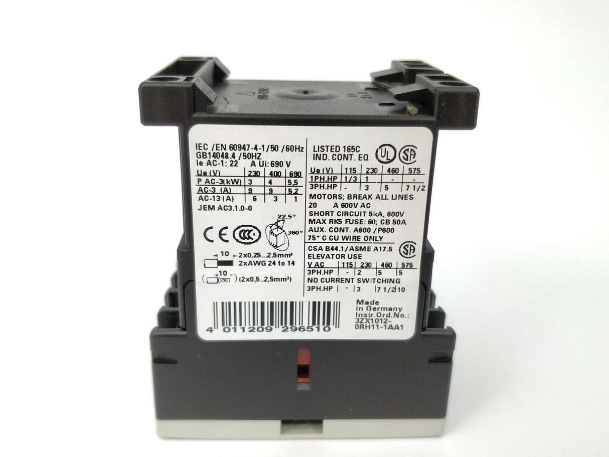 Siemens 3RT1016-2BB42 SIRIUS 3-pole contactor