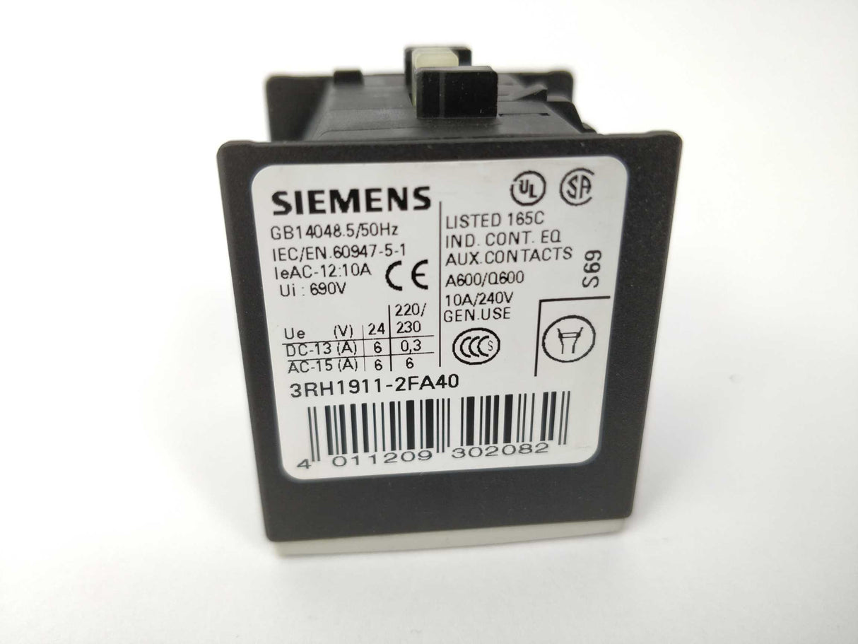 Siemens 3RH1911-2FA40 Sirius Classic Auxiliary Contact - 4NO, 4 Contact