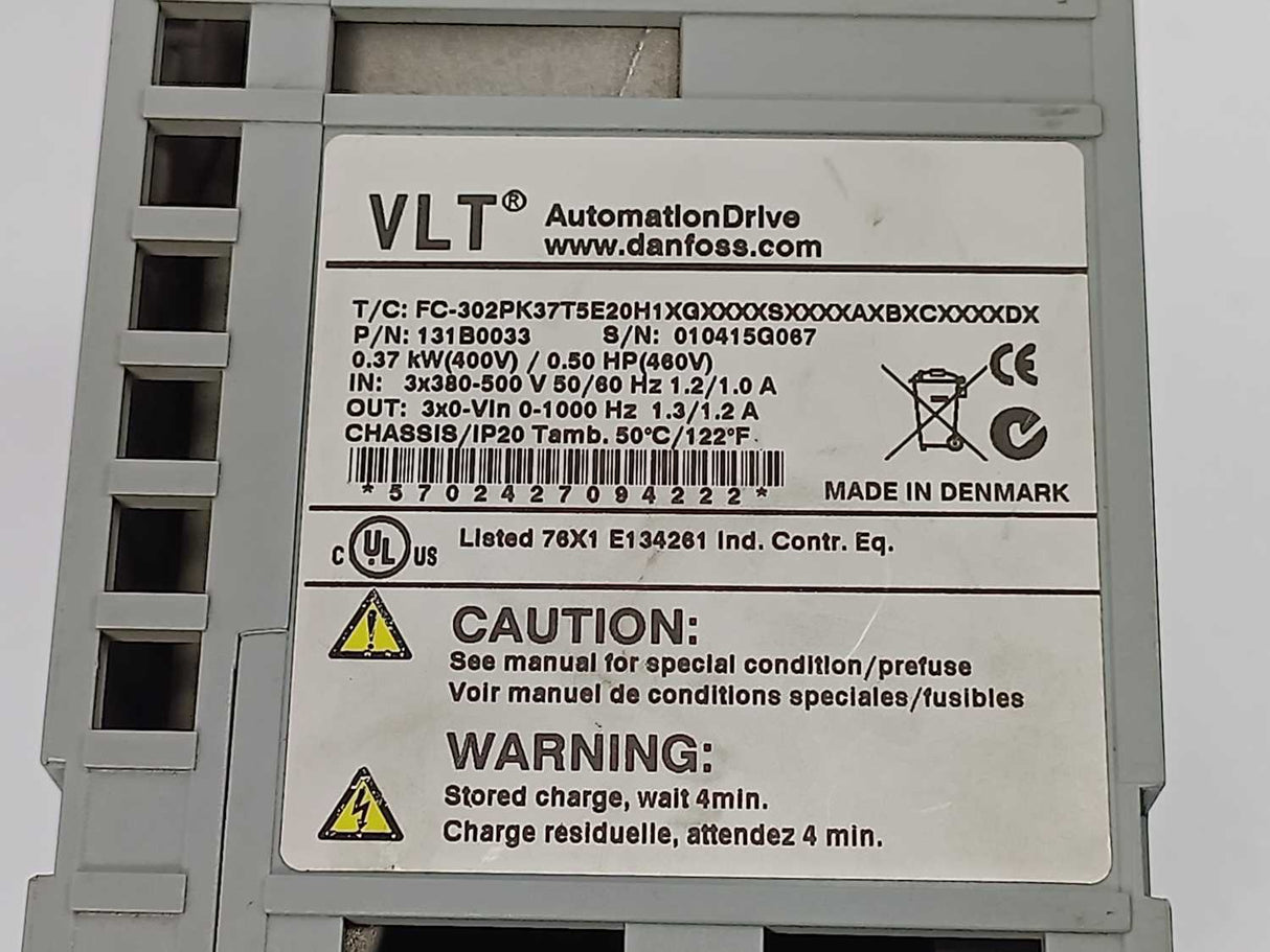 Danfoss FC-302PK37T5E20H1XG VLT 131B0033 0,37 kW