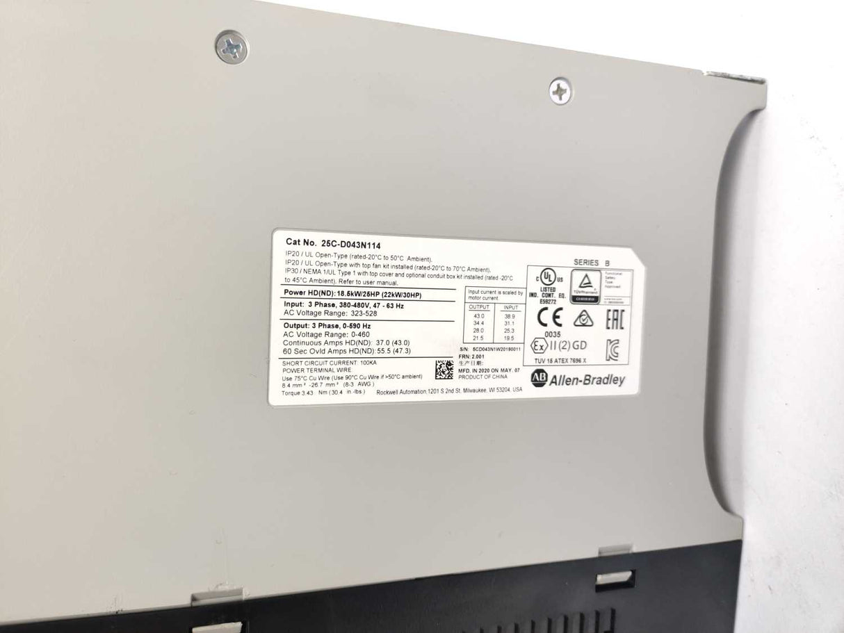AB 25C-D043N114 Ser. B PowerFlex 527 22kW / 30Hp AC Drive