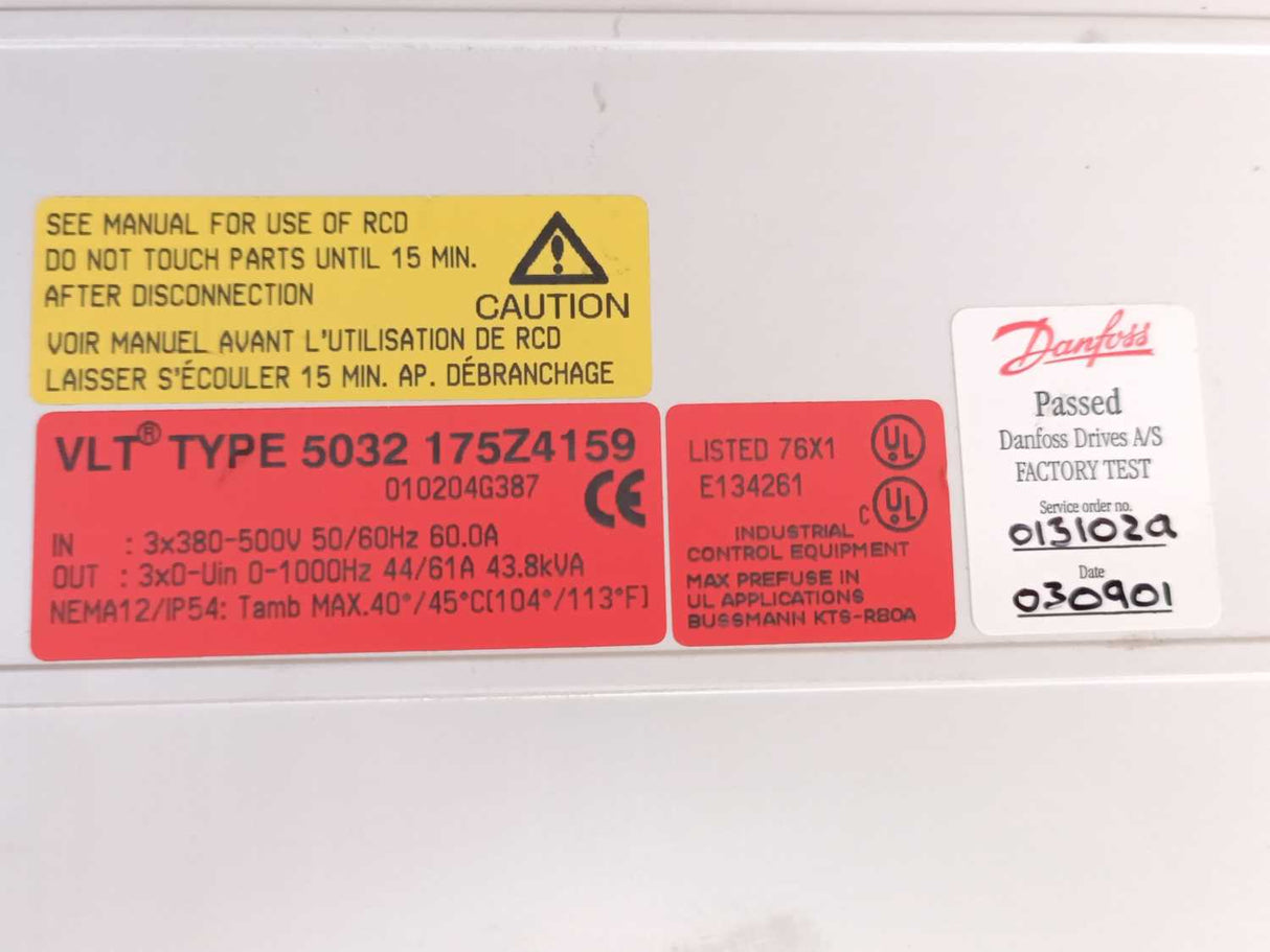 Danfoss 175Z4159 VLT Type 5032 Drive 43.8kVA