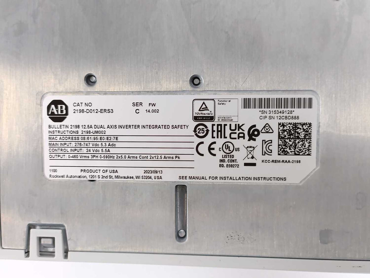 AB 2198-D012-ERS3 Ser.C, Bulletin 12.5A Dual Axis Inverter