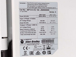 AB 20F1AGC104JN0NNNNN Ser. A. AC Drive 400VAC, 3Phase, 104A, 55kW