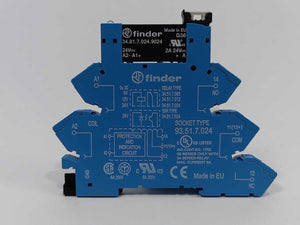 Finder 93.51.7.024 Relay Socket w/ 34.81.7.024.9024 24VDC Relay. Batch of 4