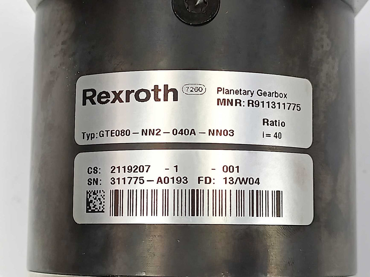 Rexroth R911311775 PLANETARY GEARBOX GTE080-NN2-040A-NN03